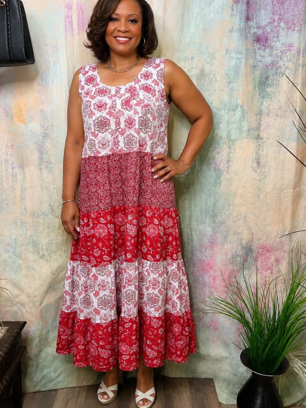 📌John Baner Floral Cotton Sleeveless Comfy Summer Dress